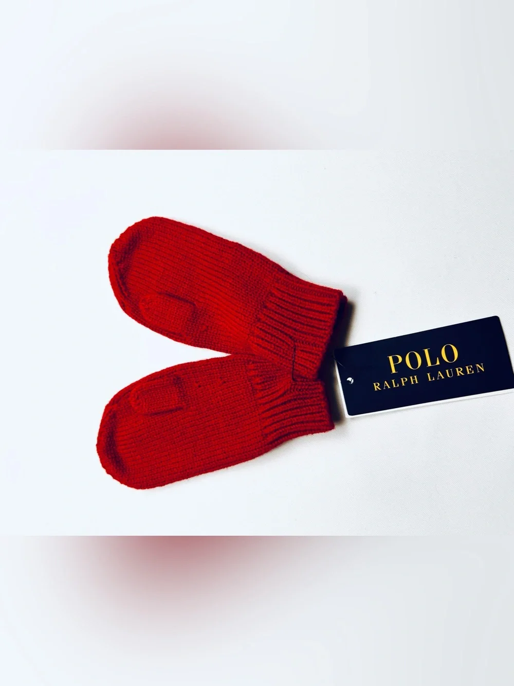 Polo by Ralph Lauren Red Knit Mittens with White Tree Motif